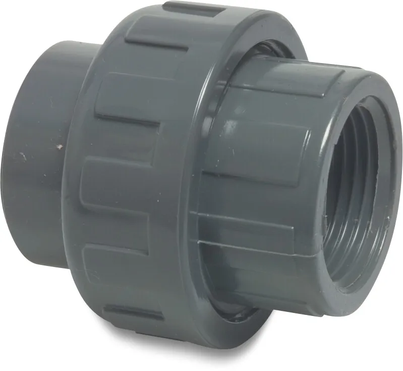Profec Unionskobling PVC-U 1/2" imperial limmuffe x indvendig gevind 10bar grå
