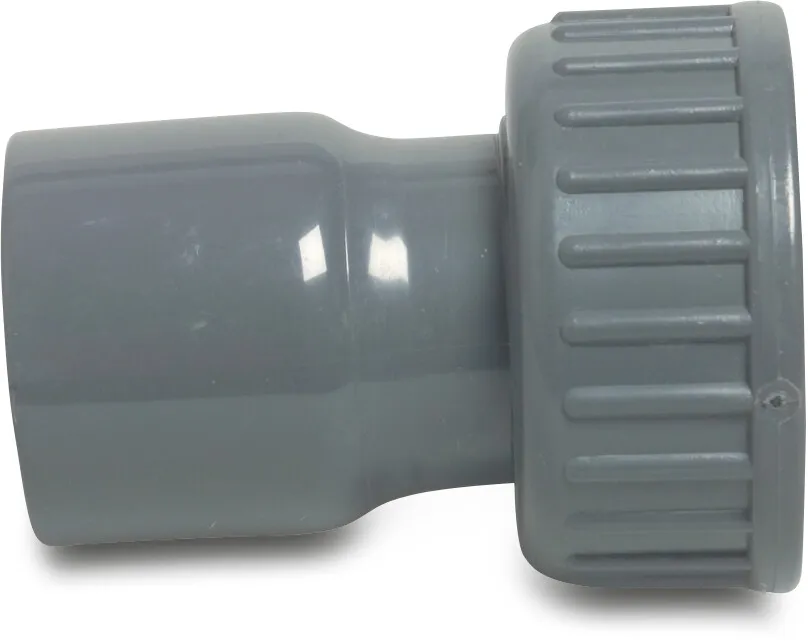 Profec 2/3 union coupler made from tubing PVC-U 32 mm x 1 1/4" glue socket x female threaded nut 16bar grey