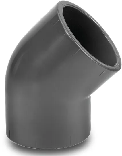 VDL Elbow 45° PVC-U 63 mm glue socket 16bar grey KIWA