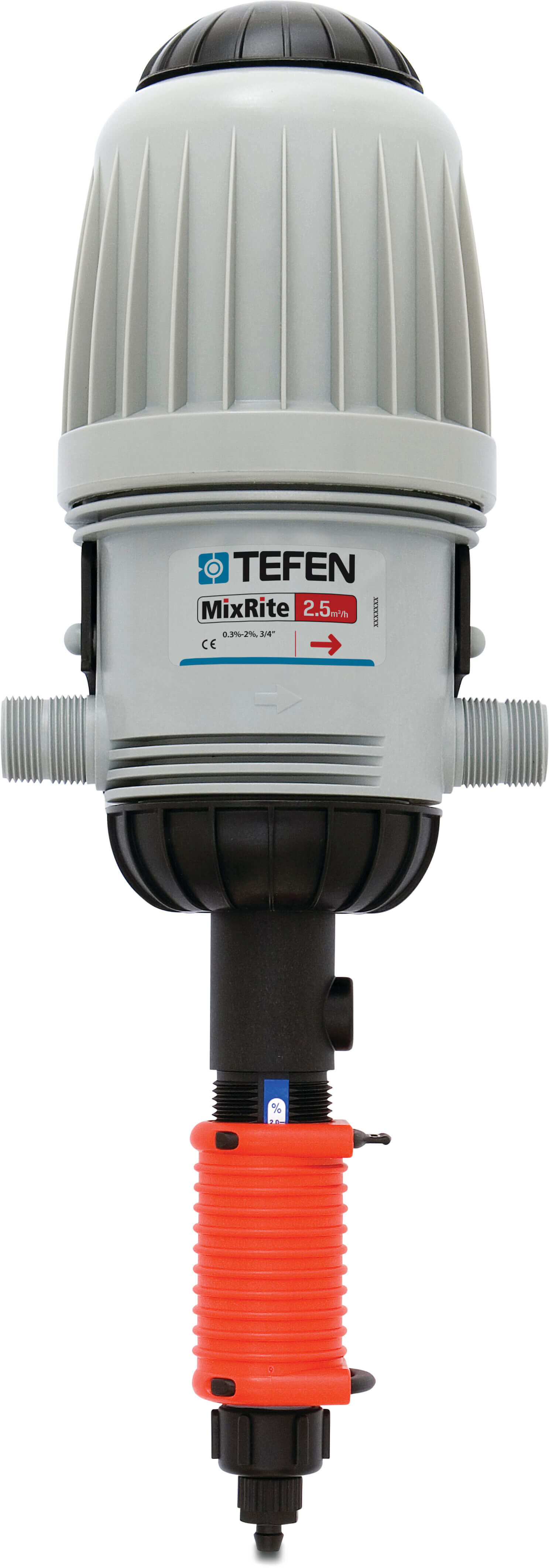 Tefen Dosing pump for poultry 3/4" x 10 mm x 3/4" male thread x hose tail x male thread type MixRite 2.5 PO 0.3% - 2%