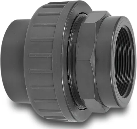 VDL Union adaptor PVC-U 2" x 63 mm female thread x glue socket 10bar grey type A