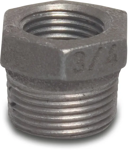 Profec Nr. 241 Reducer bush cast iron black 2" x 1 1/2" male thread x female thread 25bar DVGW