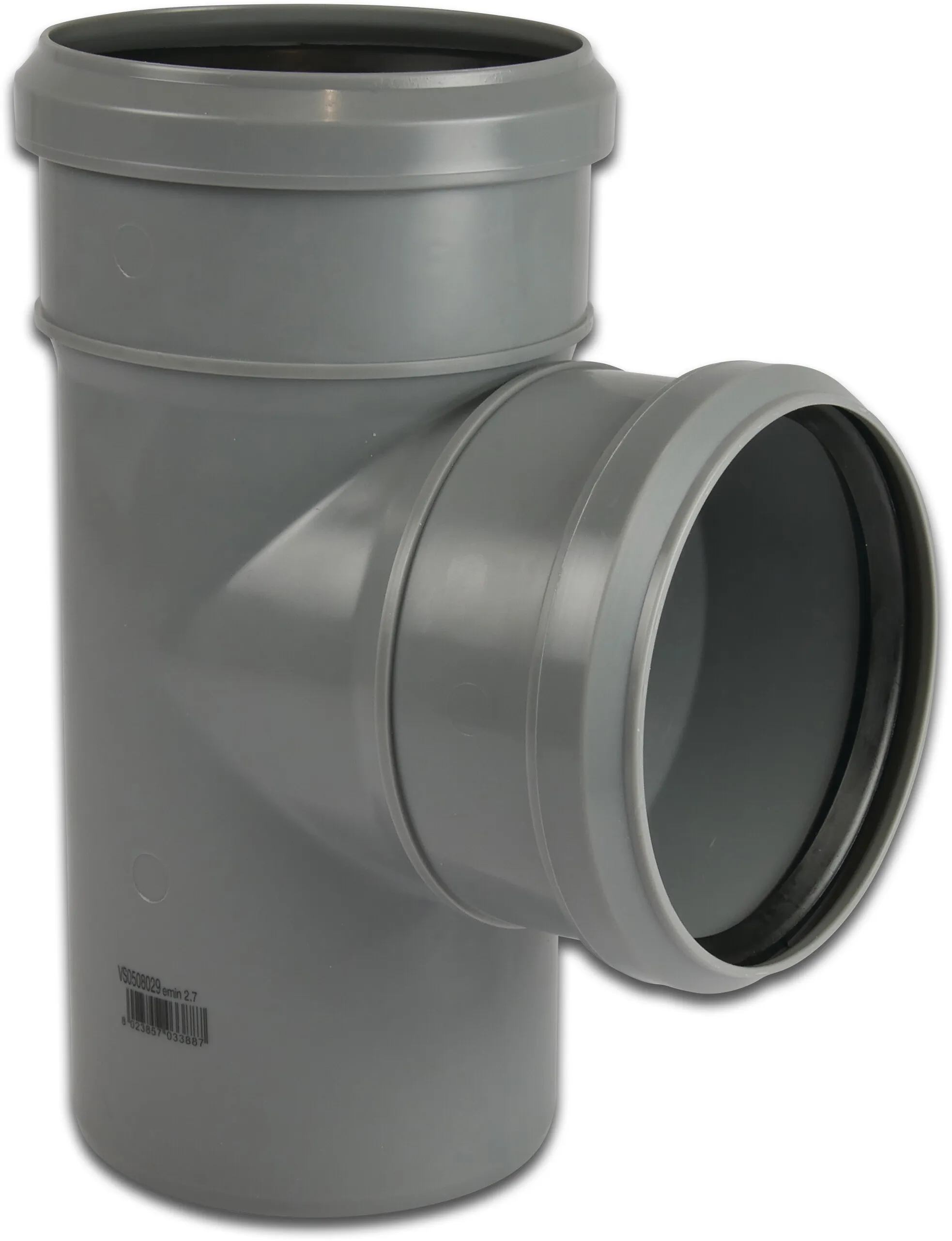 T-stuk 87° PP 40 mm manchet x manchet x spie grijs
