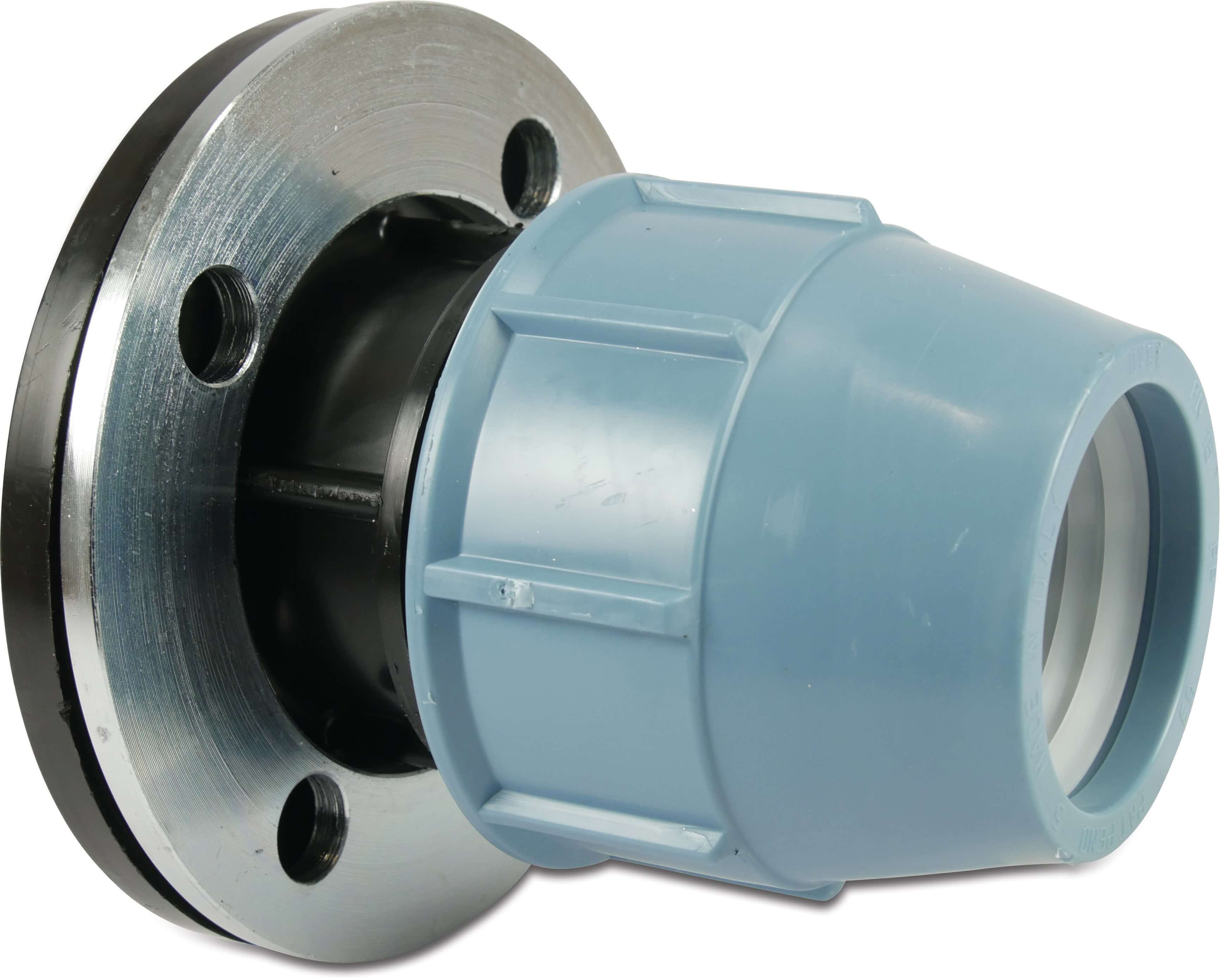 Unidelta Flange adaptor PP DN50 x 63 mm DIN flange x compression 16bar black/blue DVGW/KIWA/WRAS