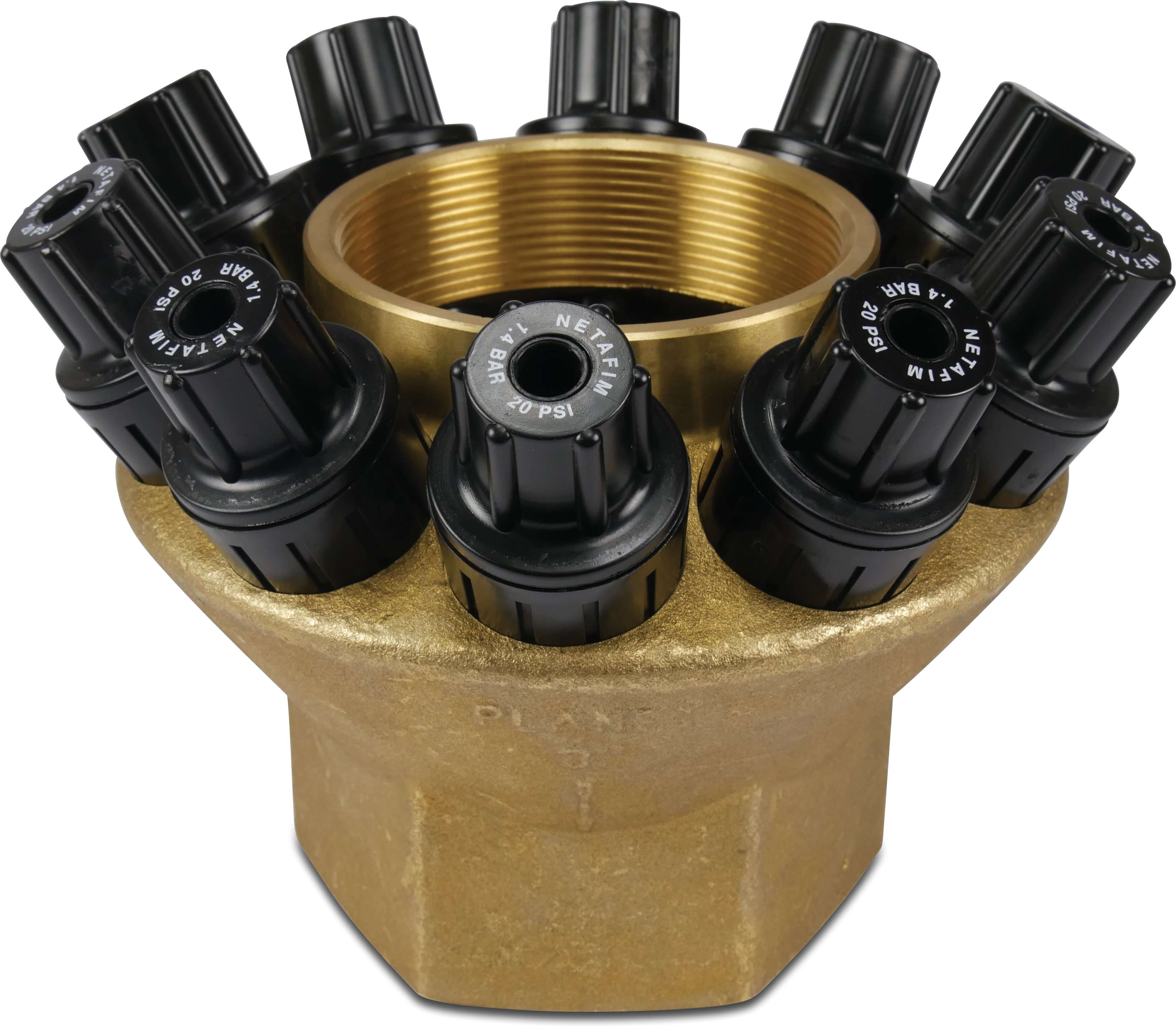 Netafim Pressure reducing valve brass 3" female thread 10bar yellow type PRV 2000-10S 0.6 bar