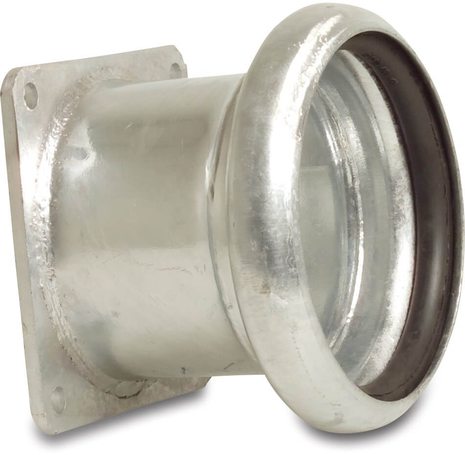 Quick coupler adaptor steel galvanised 159 mm x 6" female part Bauer x square flange type Bauer