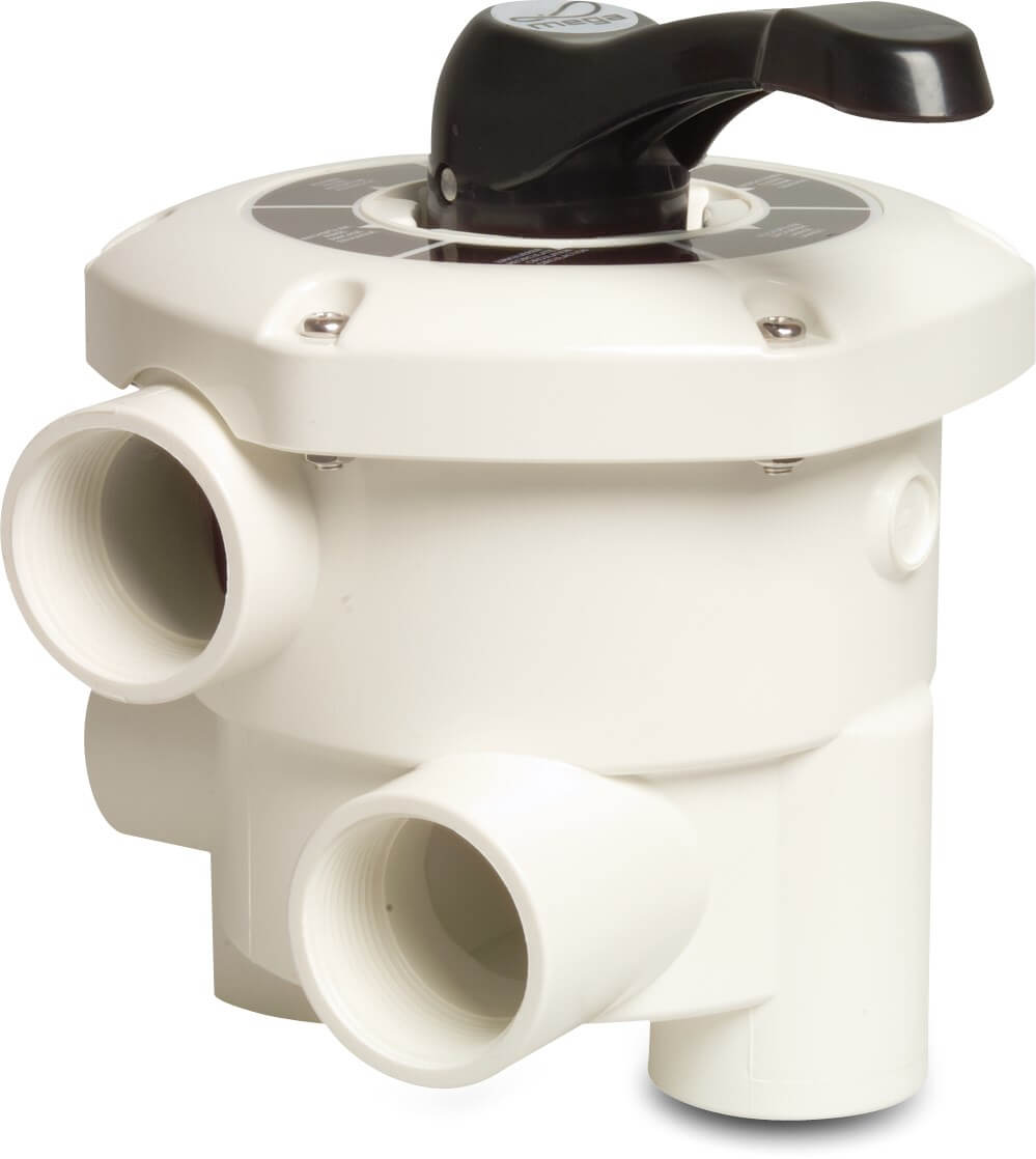 Praher Multiport valve 1 1/2" female thread white type 6-way valve