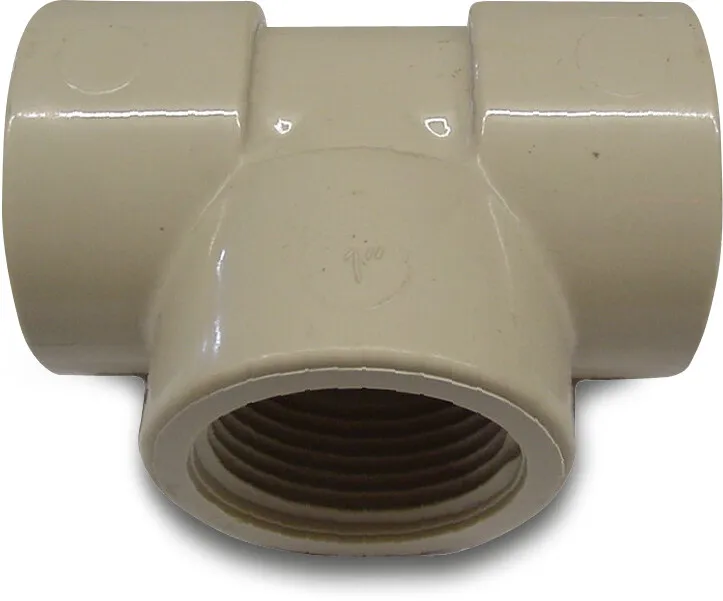 T à 90° PP 1" filetage femelle 10bar beige