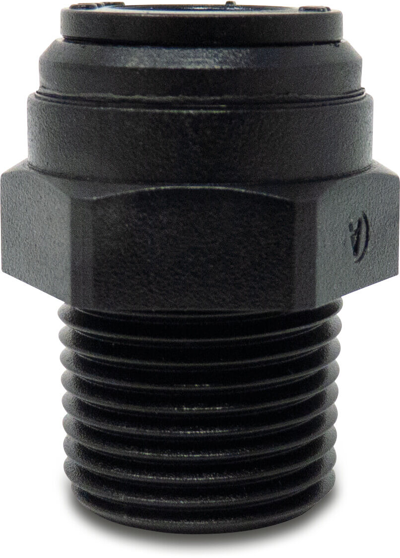 Adaptor bush long POM WRAS push-in x male thread NPT black Aquaspeed