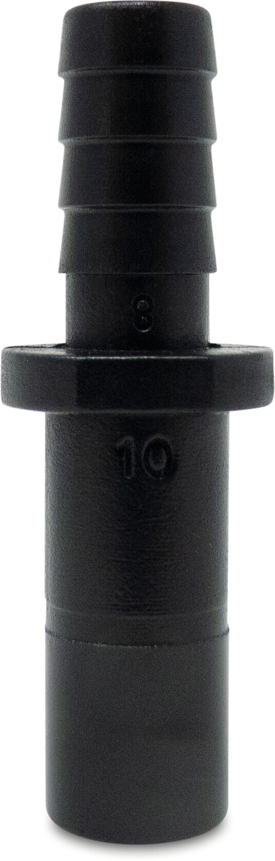 Adaptor nipple POM 10 mm x 6 mm spigot x barbed 16bar black WRAS type Aquaspeed