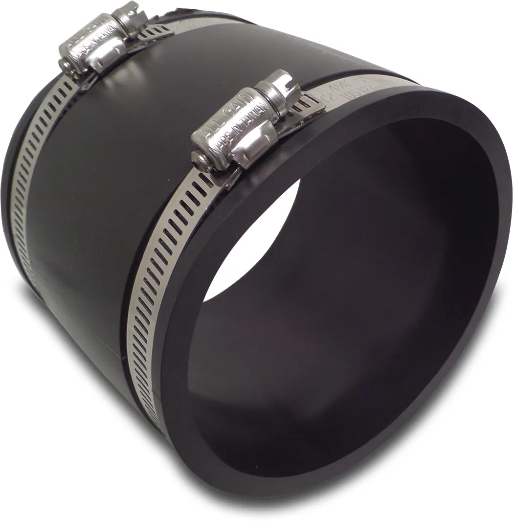 Flexible socket PVC elastomer 1 1/2" x 50 mm clamp black