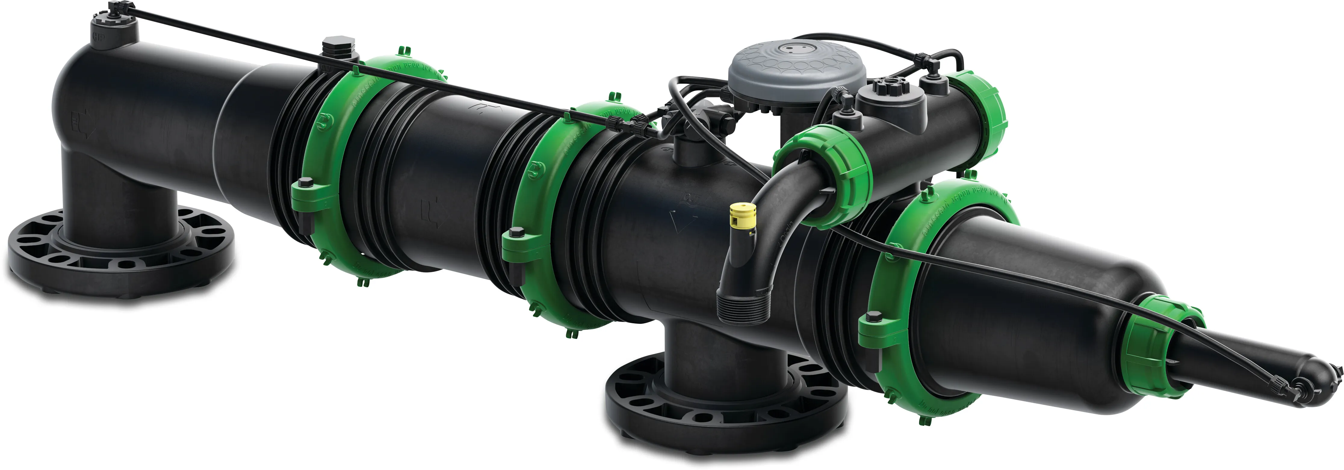 Amiad Automatischer Filter glasfaserverstärktes Nylon DN80 DIN Flansch 8bar 130micron 0,13 mm Edelstahl 316 9-12VDC latch Schwarz/Grün 1 x 3" Ffilter Typ Mini Sigma On-line