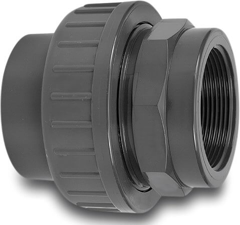 VDL Union adaptor PVC-U 1/4" x 10 mm female thread x glue socket 16bar grey type A