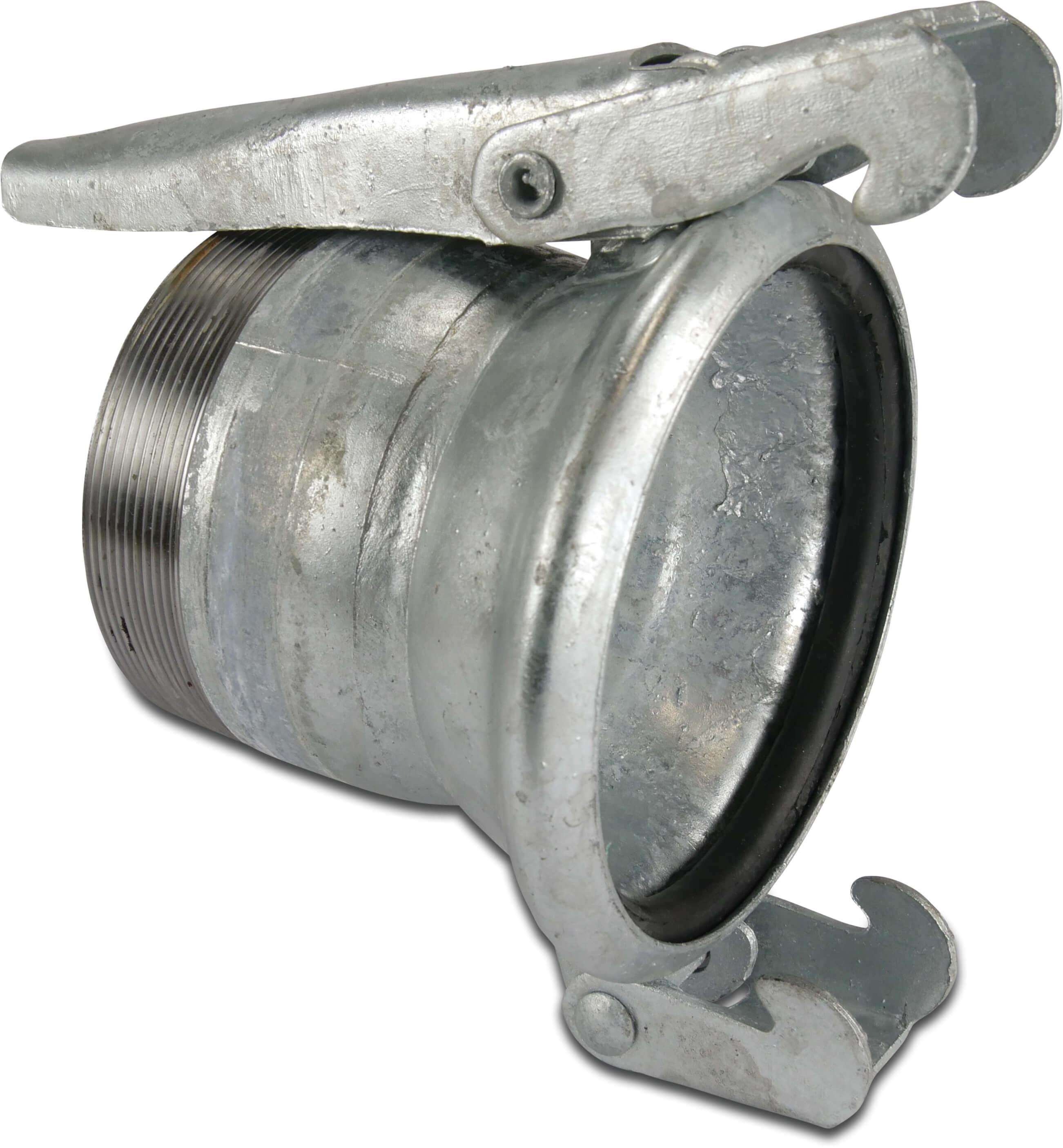 Quick coupler adaptor steel galvanised 100 mm x 4" female part Italian x male thread type Italian