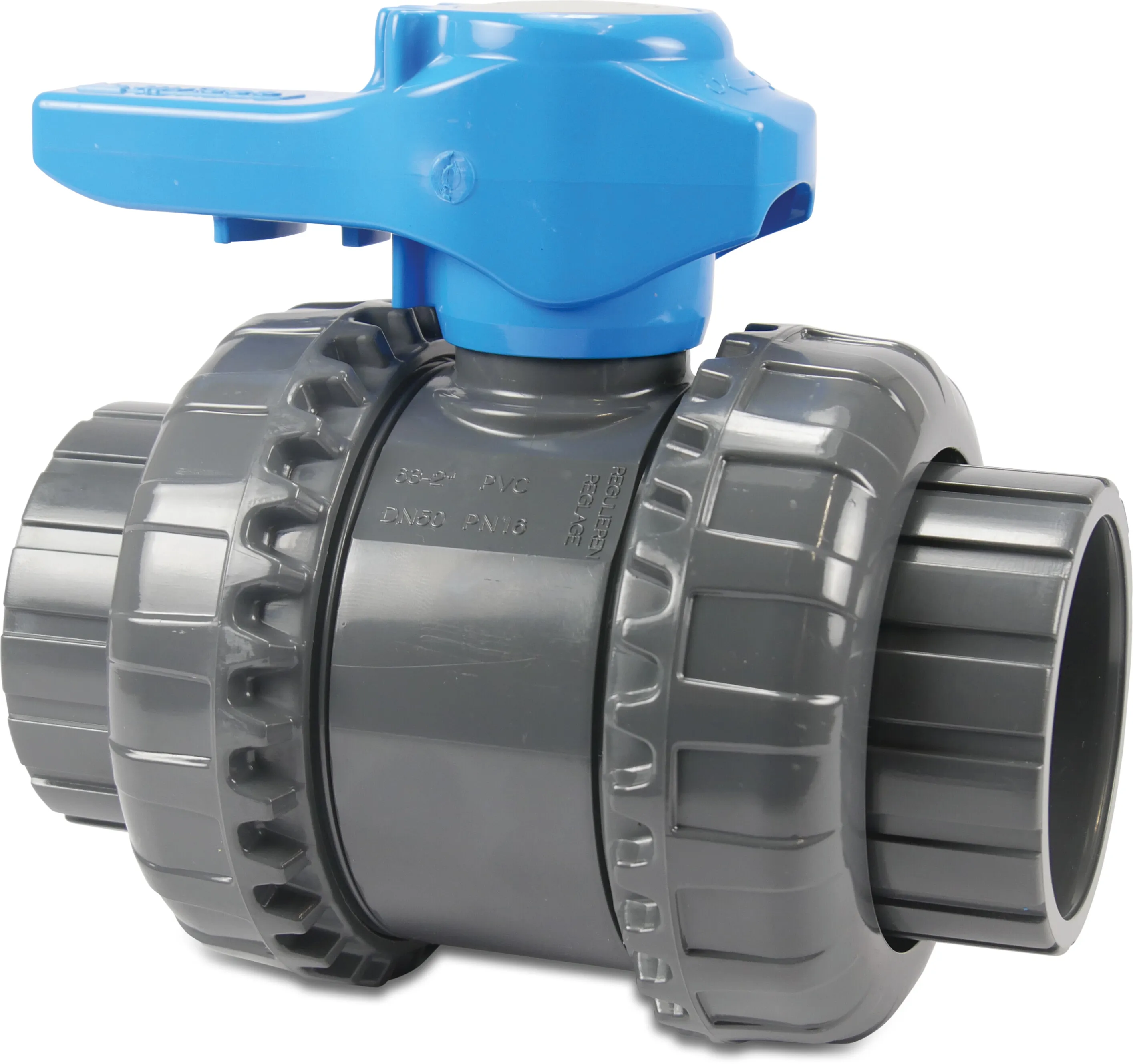 Kogelkraan PVC-U 50 mm lijmmof 16bar grijs type VEEIVV