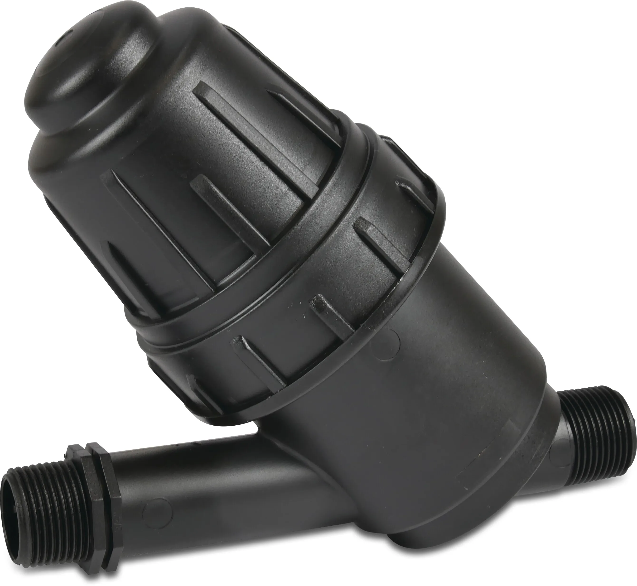 Inline filter PP 3/4" male thread 8bar 130micron stainless steel gauze black type small Inline filter PP 3/4" male thread 8bar 130micron stainless steel gauze black type small