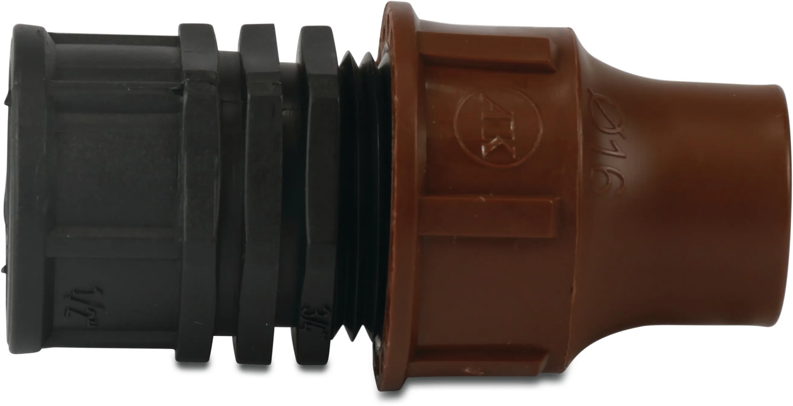Adaptor PP 16 mm x 3/4" lock x female thread 6bar brown type BF-62-75 lock
