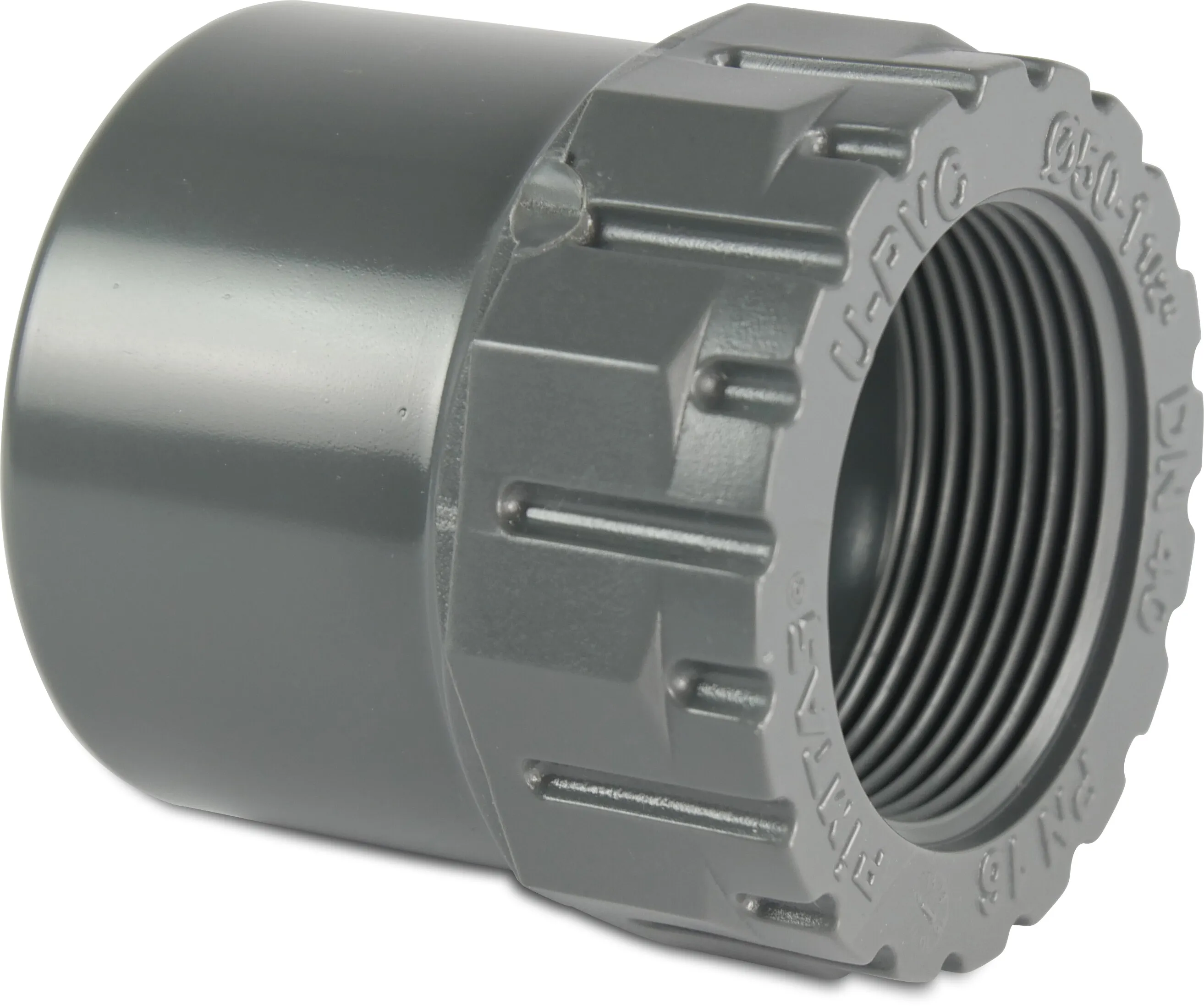 Adaptor socket PVC-U 32 mm x 1" glue socket x female thread 16bar grey
