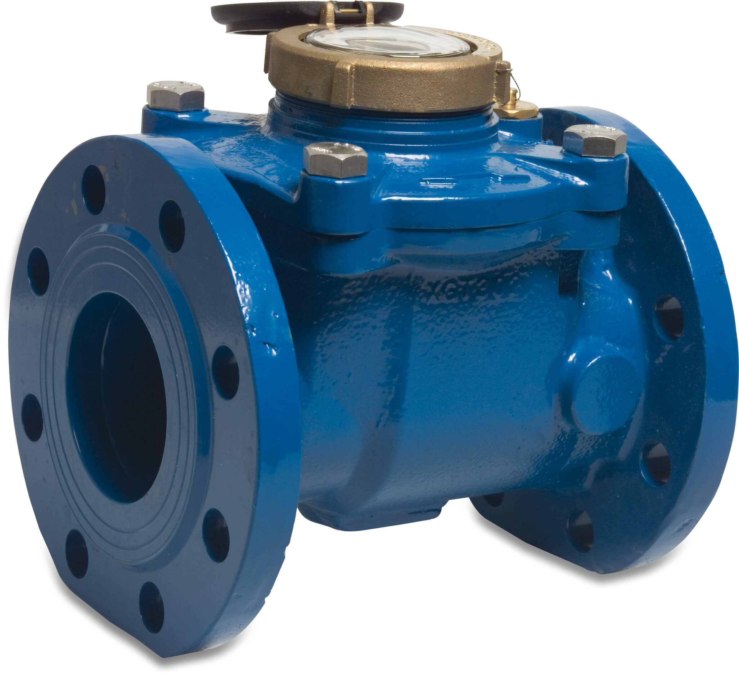 Arad Water meter cast iron polyester coated DN80 DIN flange 16bar 40m³/h blue WRAS type Woltman