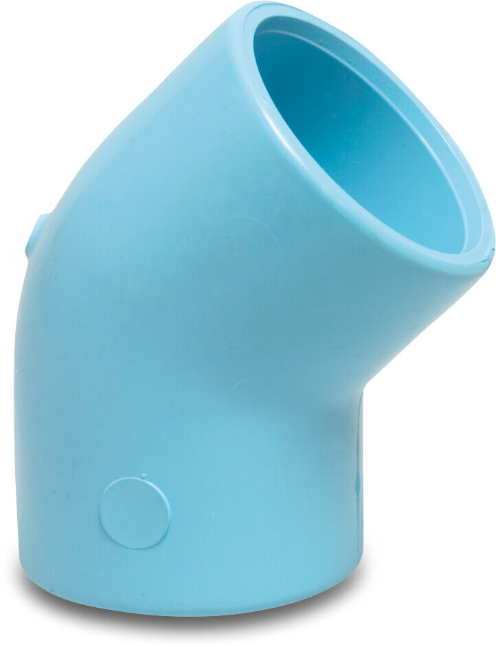 Elbow 45° PVR 20 mm glue socket 12,5bar blue