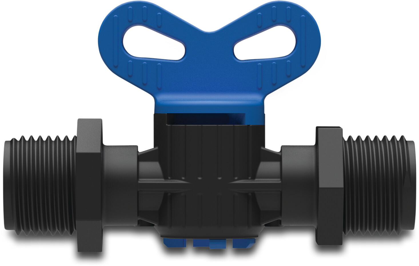 Plug valve PP 6bar male thread black