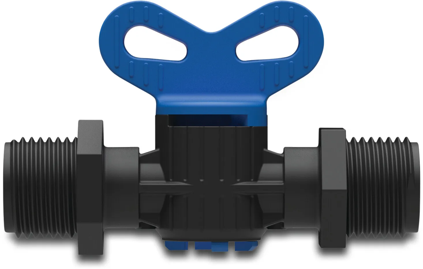 Plug valve PP 1/2" male thread 6bar black