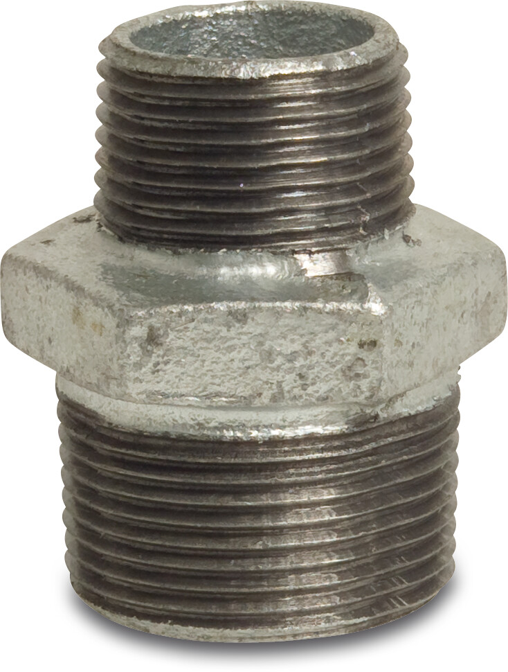 Profec Nr. 245 Reducer nipple cast iron galvanised 3/4" x 1/2" male thread 25bar DVGW