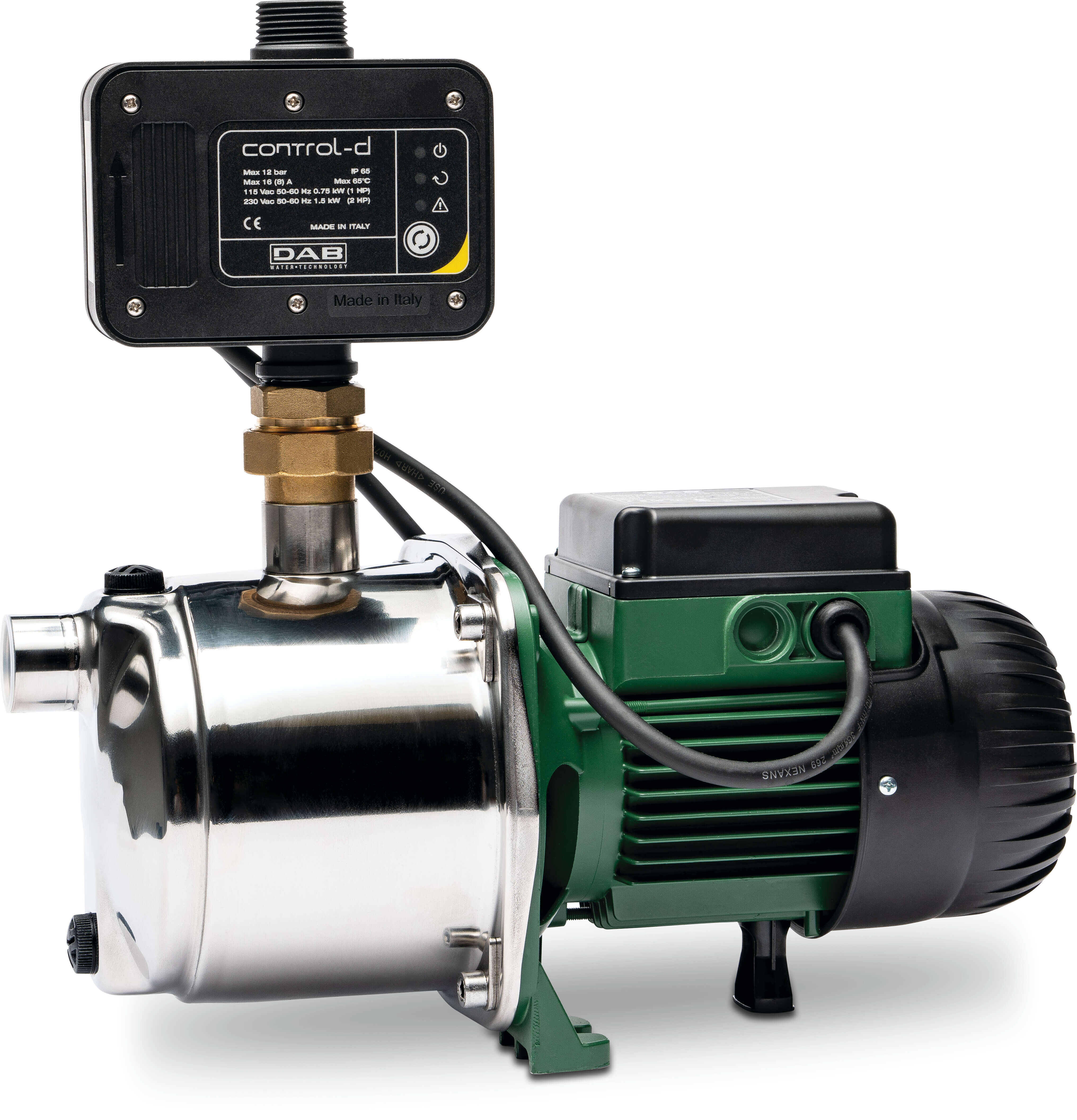 DAB Multi-stage centrifugal pump stainless steel 304 1" female thread x male thread 6,5A 230VAC green self priming with press control type EUROINOX 40/80 Control D