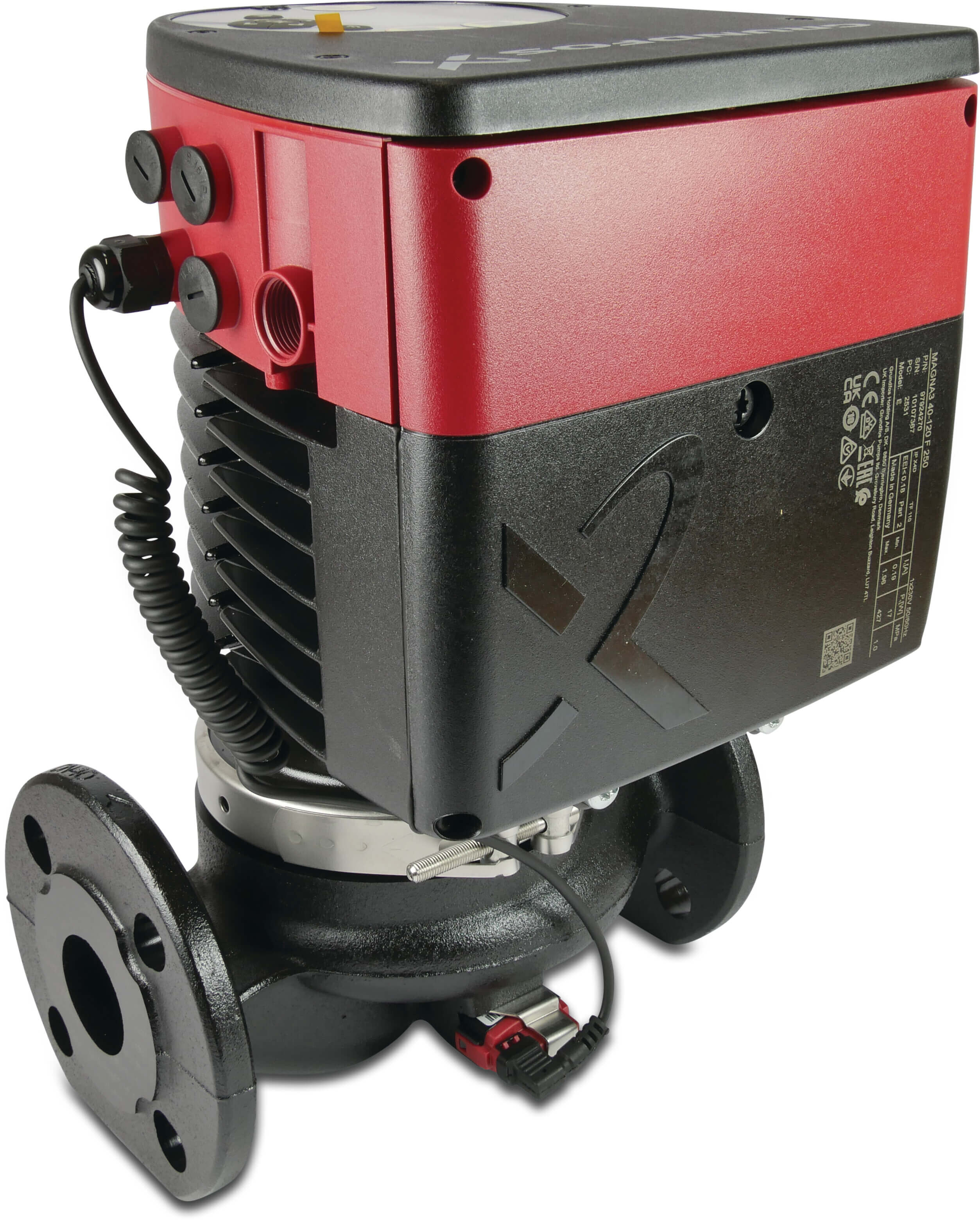 Grundfos Variable speed circulation pump cast iron 1 1/4" male thread 10bar 1.33A 230VAC black/red WRAS type MAGNA3 25-100 (180)