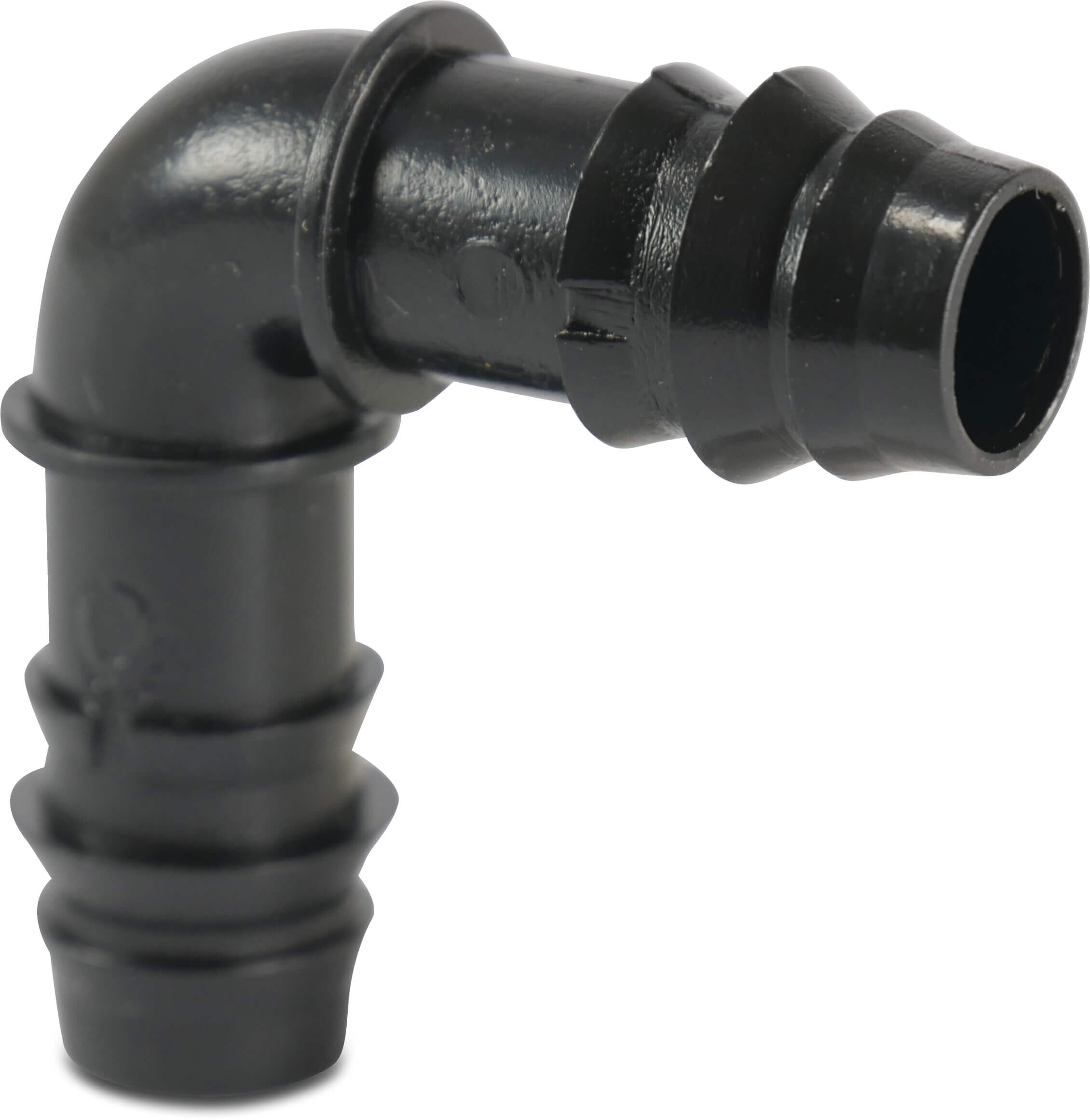 Winkel 90° POM 16 mm Tülle 4bar Schwarz