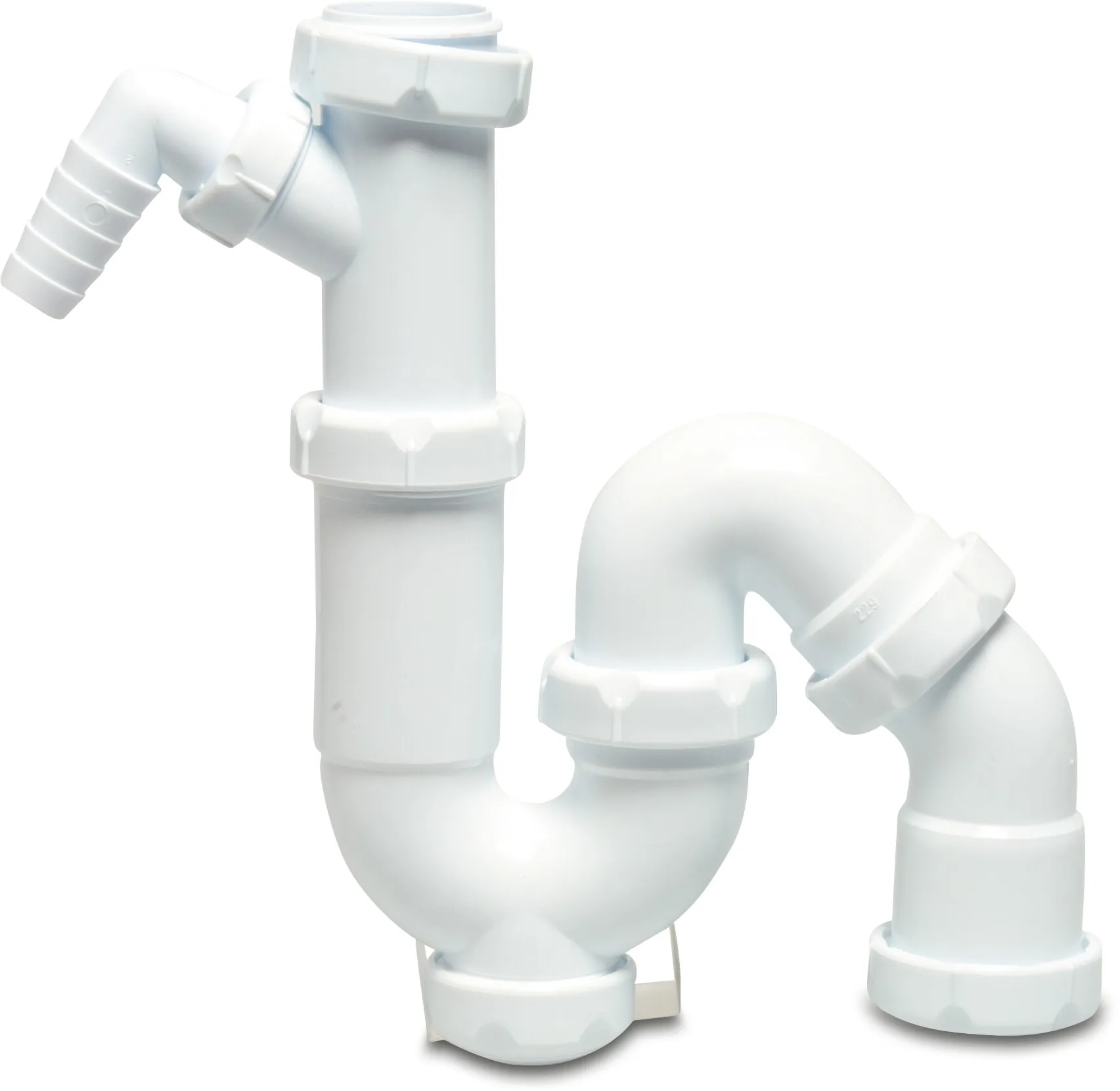 Siphon PP 1 1/2" x 40 mm filetage femelle x collier blanc type Universel