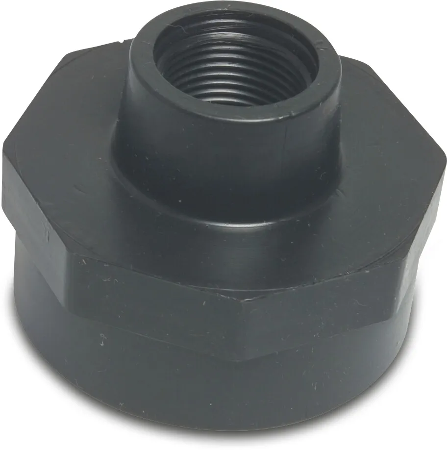 Verloopsok PP 2" x 1 1/4" binnendraad 10bar zwart P1