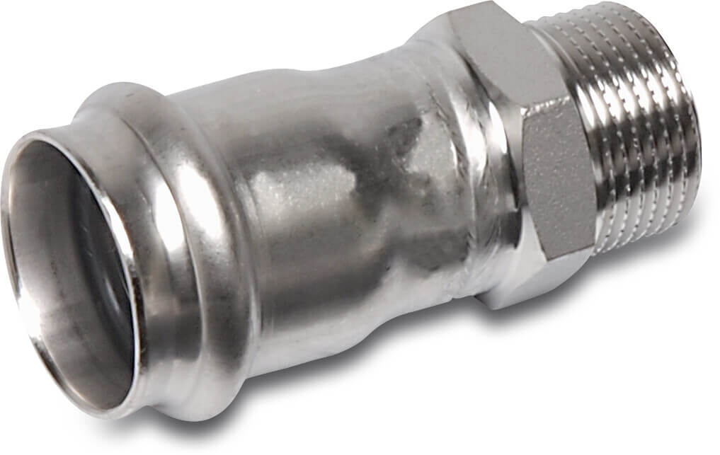 Bonfix Adaptor bush stainless steel 316L 35 mm x 1" press x male thread 16bar DVGW/KIWA/WRAS