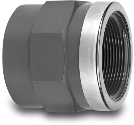VDL Adaptor socket PVC-U glue socket x female thread grey reinforced