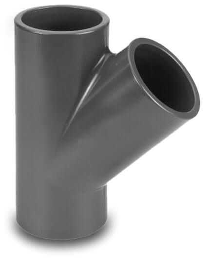 VDL T-piece 45° PVC-U 10 mm glue socket 16bar grey