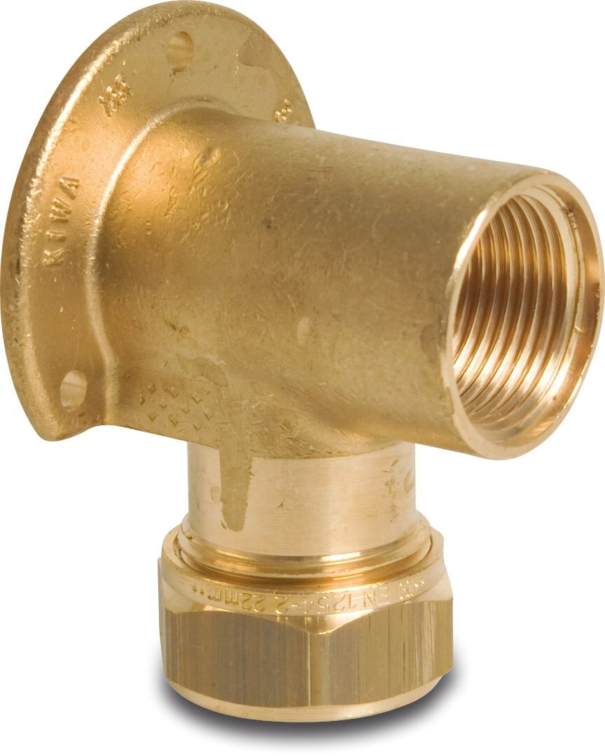 Bonfix Deck elbow 90° brass 15 mm x 1/2" compression x female thread KIWA/GASTEC