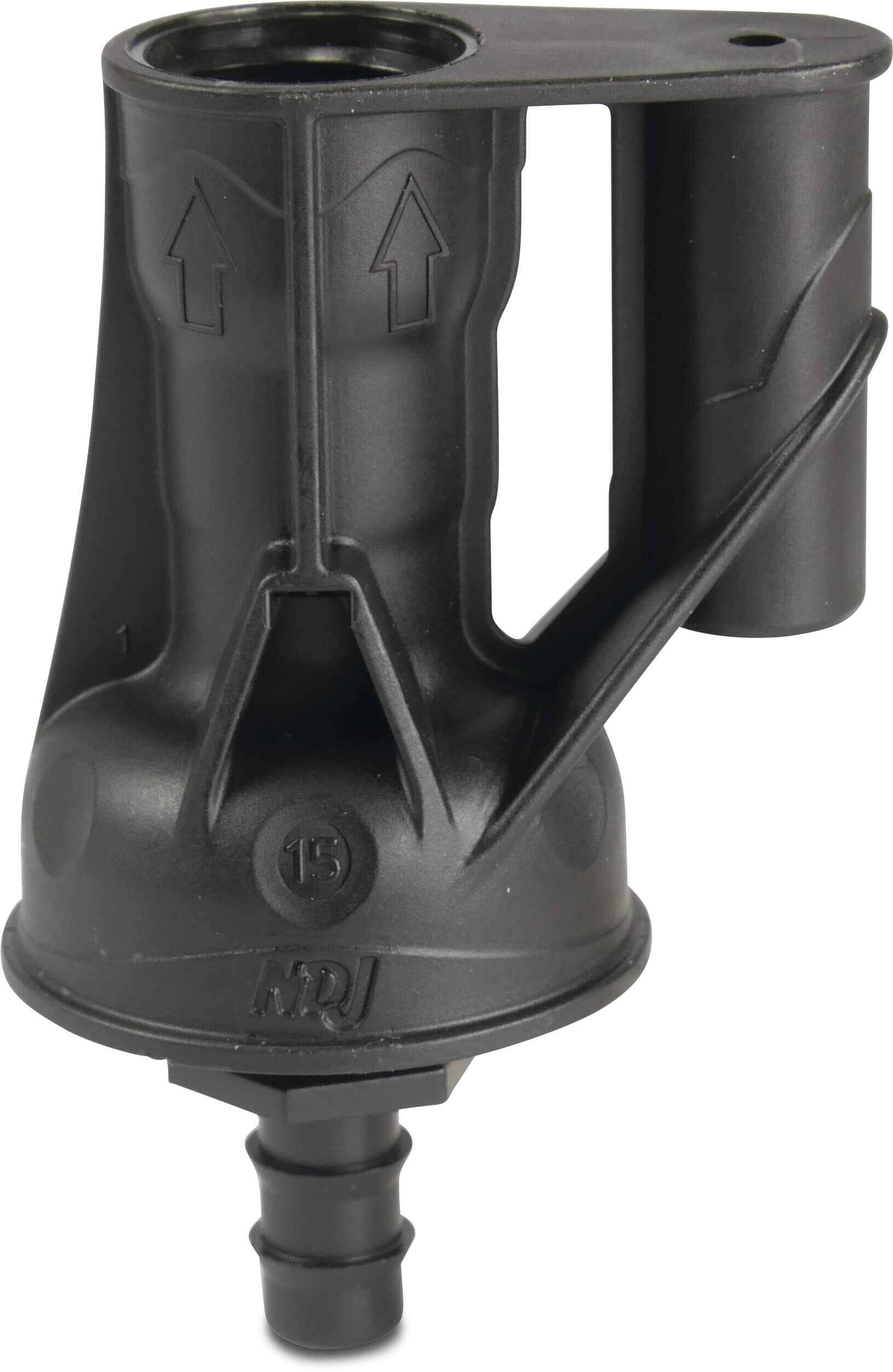 NaanDan Leakage prevention device plastic 1/2" x 9/12 mm female thread x barbed black type Irristand 52