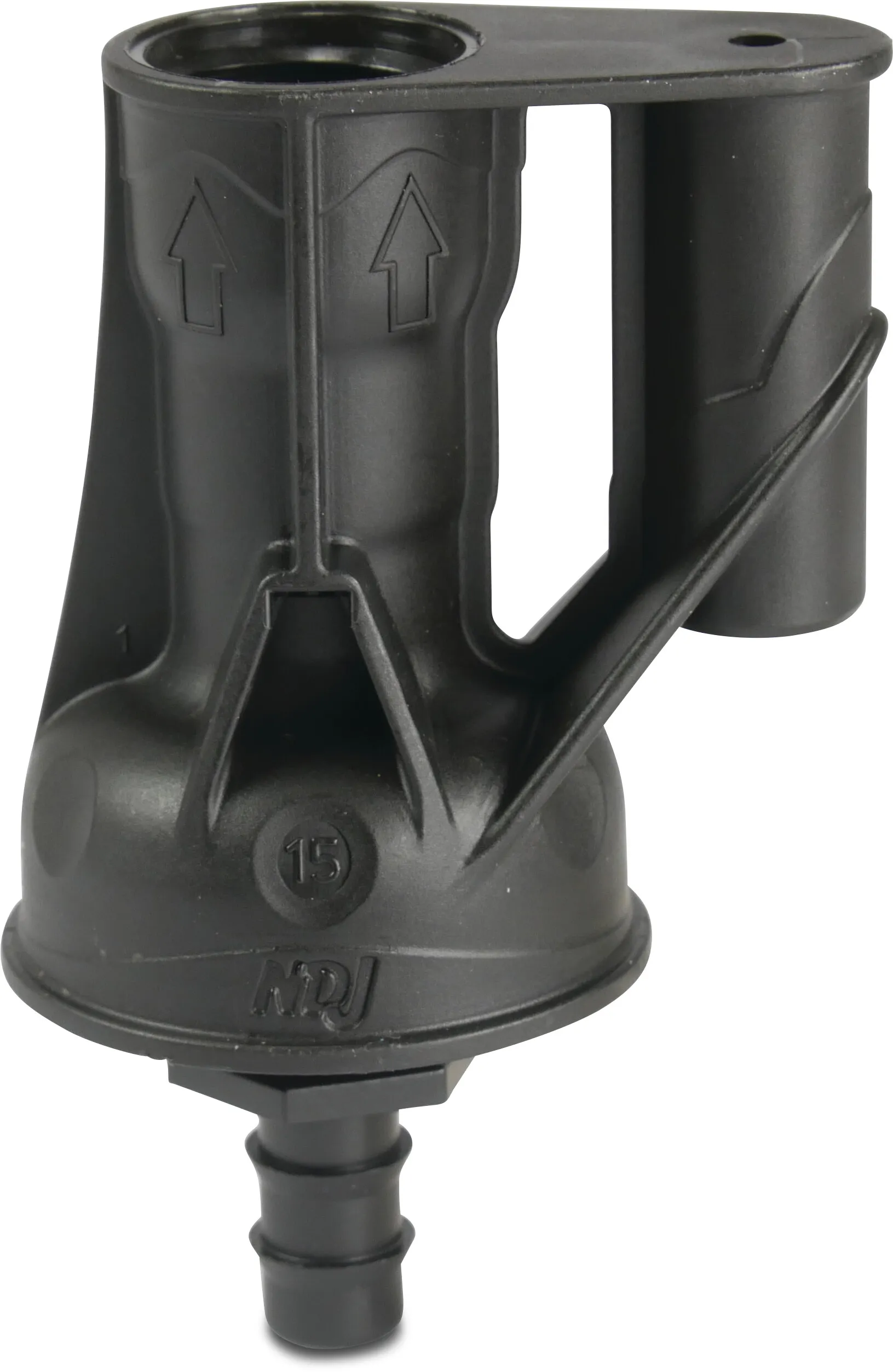 NaanDan Leakage prevention device plastic 1/2" x 9/12 mm female thread x barbed black type Irristand 52