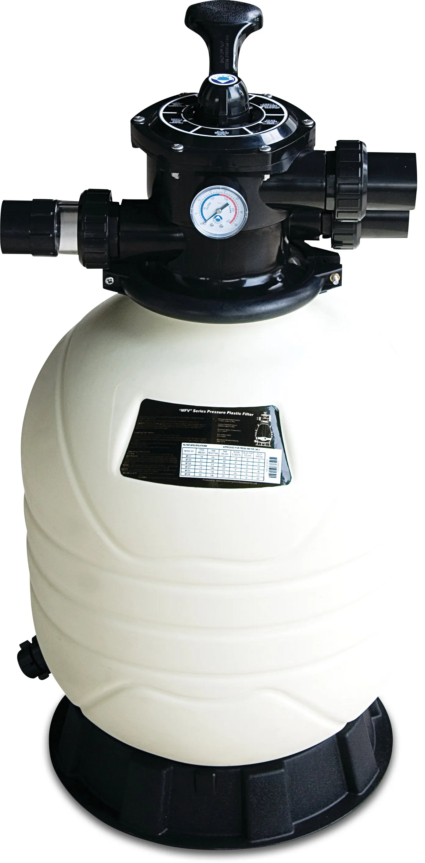 Flotide Sandfilter HDPE 50 mm / 1 1/2" metrik/imperial limkoppling 2,8bar vit type MFV17