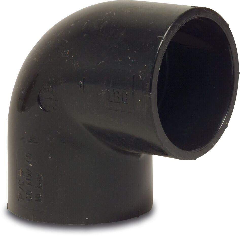 Praher Winkel 90° PVC-U 50 mm Klebemuffe 10bar Schwarz