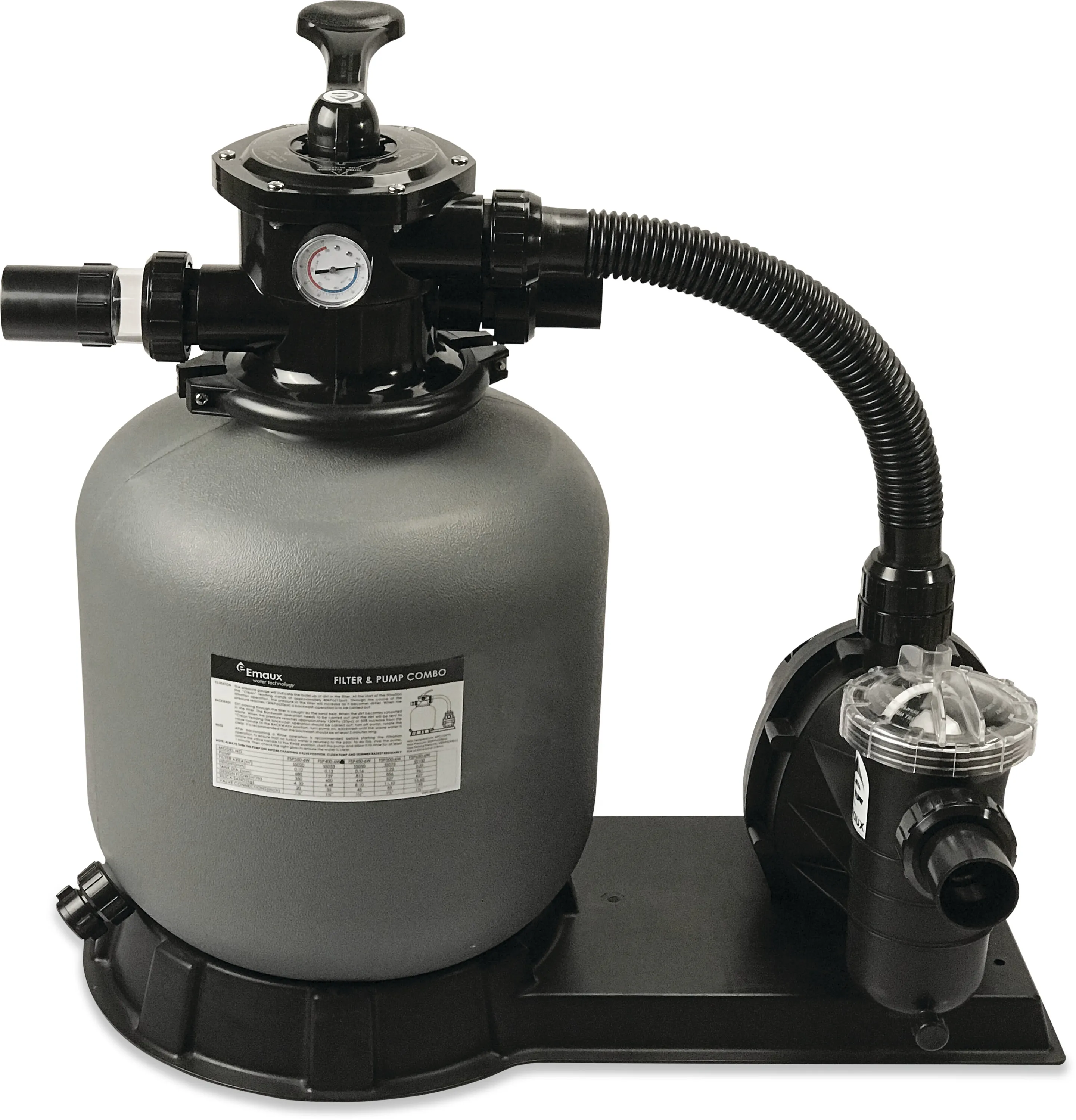 Flotide Pool filter set PE 50 mm / 1 1/2" metric/imperial glue socket 2bar 230VAC grey type FSP350-6W