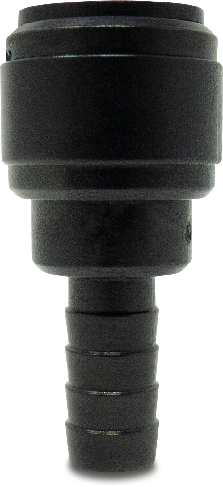 Adaptor socket POM 15 mm x 1/2" push-in x barbed 14bar black WRAS type Aquaspeed