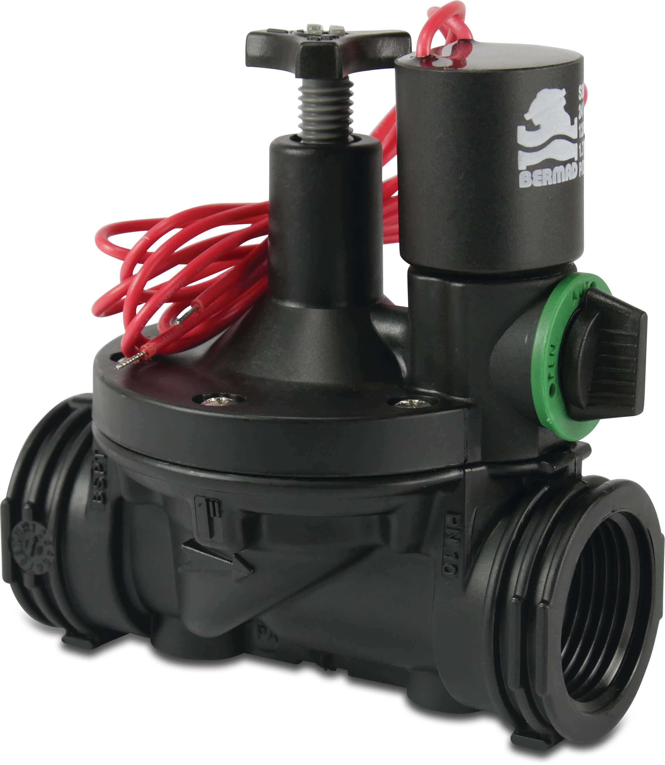 Bermad Magnetventil glasfaserverstärktes Nylon 1" Innengewinde 10bar 24VAC Schwarz Typ 200