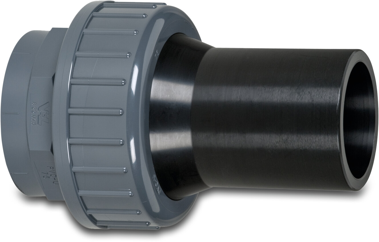 VDL Union coupler PVC-U/PE 7,5bar glue socket x spigot grey