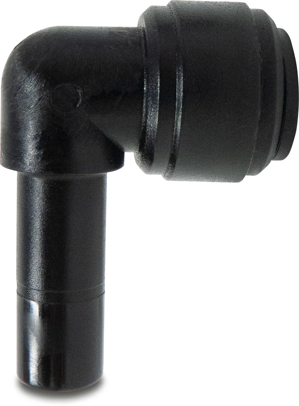 Union adaptor elbow 90° POM 8 mm spigot x push-in 20bar black WRAS type Aquaspeed