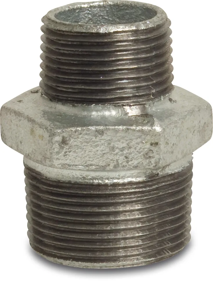 Profec Nr. 245 Reducer nipple cast iron galvanised 1 1/4" x 3/4" male thread 25bar DVGW