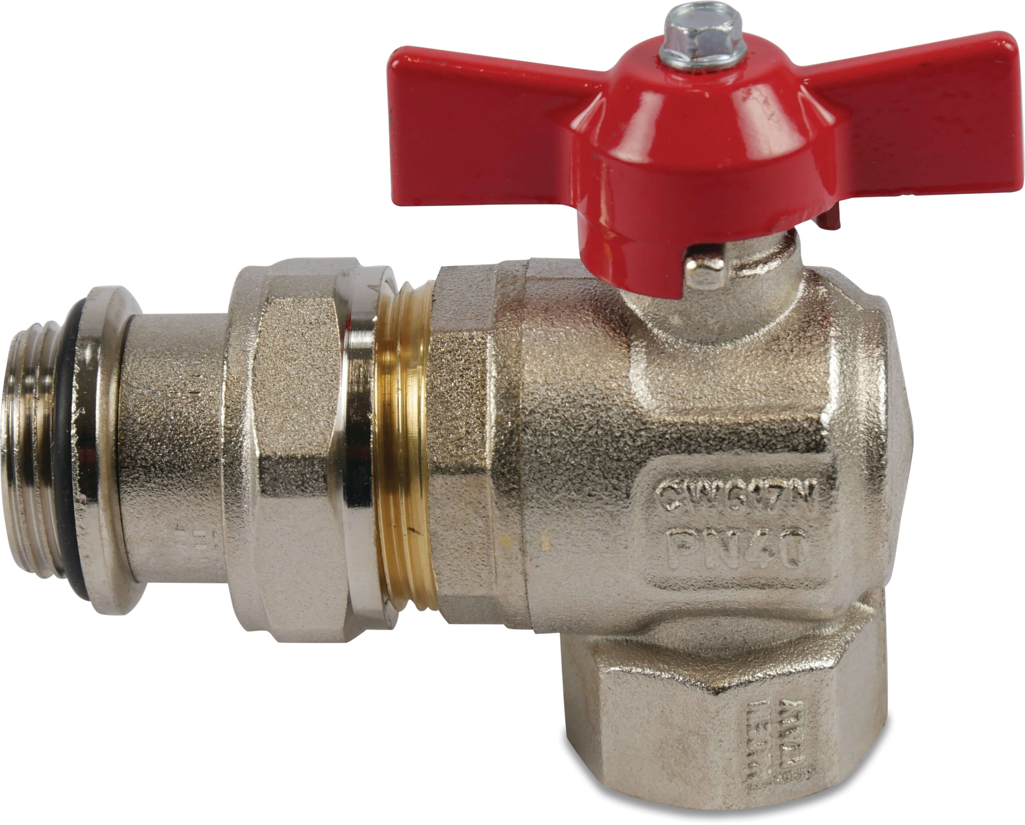 Itap Angle ball valve brass 1" male thread x female thread 40bar type 298S
