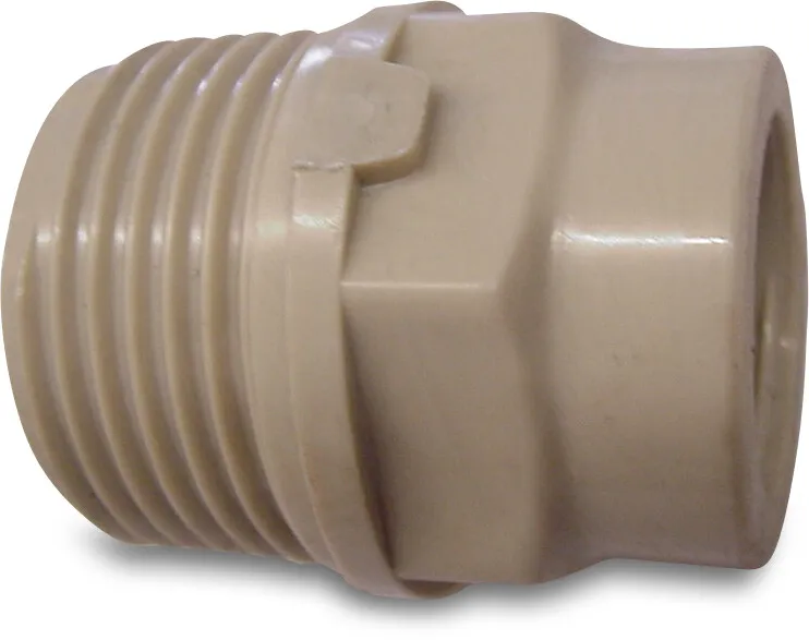 Verloopring PP 1" x 3/4" buitendraad x binnendraad 10bar beige P1
