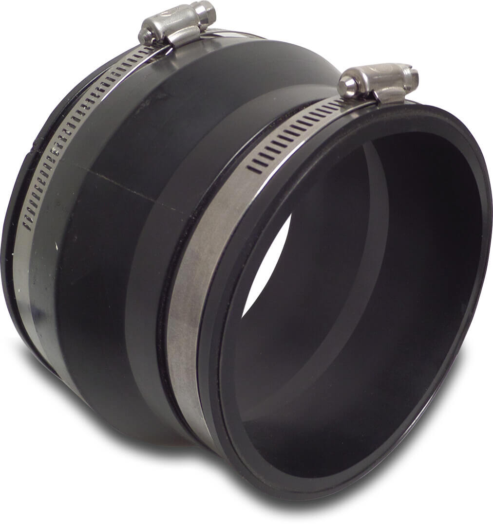 Flexibel reducer socket PVC elastomer 110 mm x 90 mm clamp black