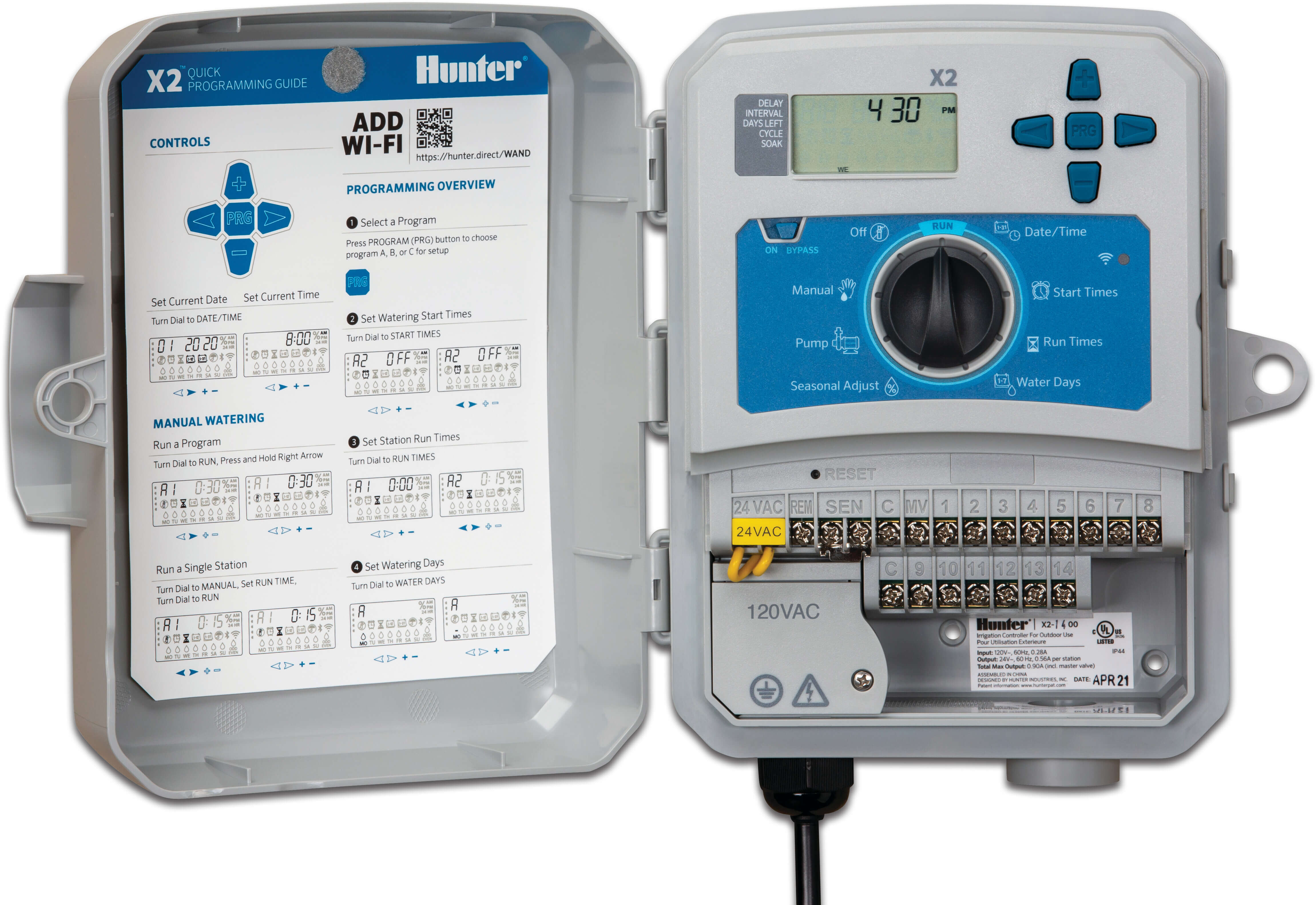 Hunter Irrigation controller 24VAC blue/white type X2 Outdoor 601e 6 stations